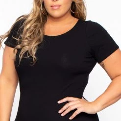 Curvy Sense Plus Size Little Black Bodycon Dress - Black