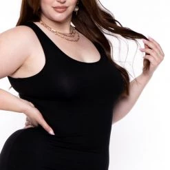 Curvy Sense Little Black Styles Plus Size Lola Fringe Dress- Black