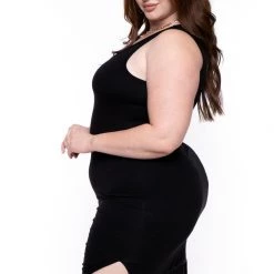 Curvy Sense Little Black Styles Plus Size Lola Fringe Dress- Black