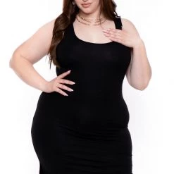 Curvy Sense Little Black Styles Plus Size Lola Fringe Dress- Black