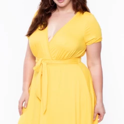 Curvy Sense Dresses Plus Size Lucy Flare Dress - Yellow