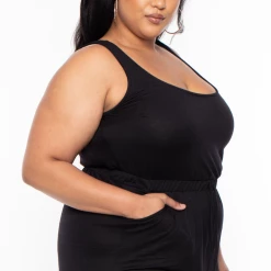 Curvy Sense Plus Size Lupita Tank Maxi Dress - Black Dresses