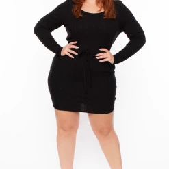 Curvy Sense Plus Size Madison Ribbed Dress - Black Dresses