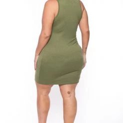 Curvy Sense Plus Size Maia Bodycon Dress- Olive