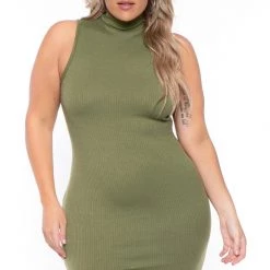 Curvy Sense Plus Size Maia Bodycon Dress- Olive
