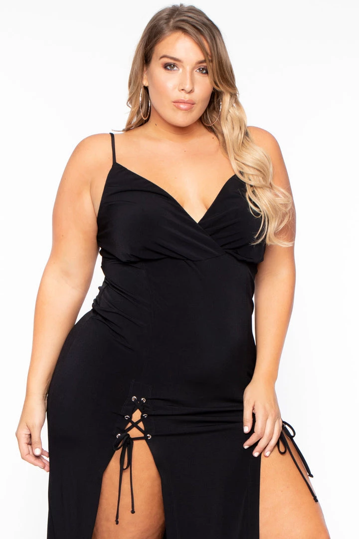 Curvy Sense Most Loved Plus Size Melissa M-Slit Dress - Black 10 Curvy Sense Most Loved Plus Size Melissa M-Slit Dress - Black