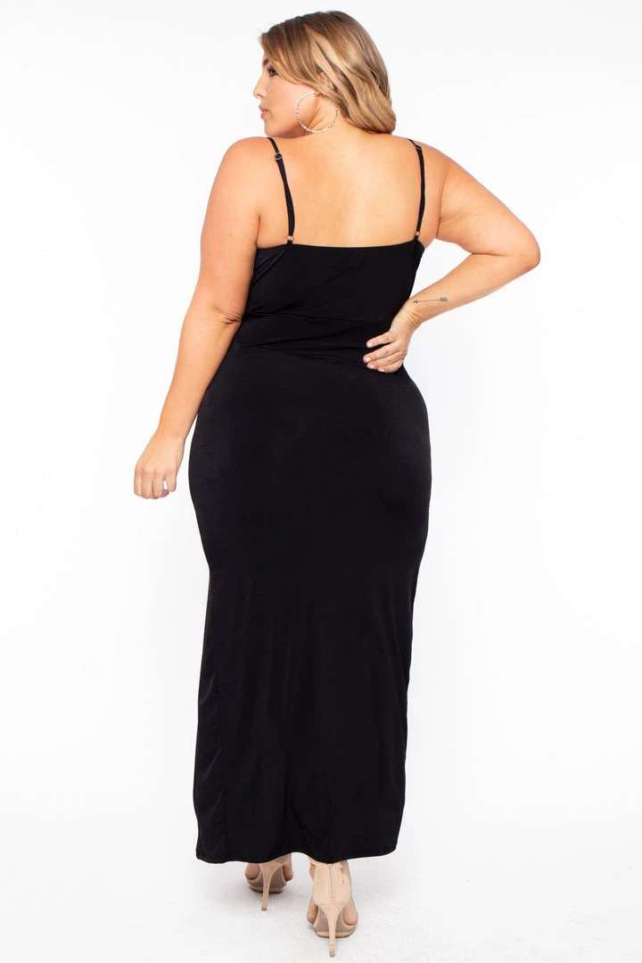 Curvy Sense Most Loved Plus Size Melissa M-Slit Dress - Black 11 Curvy Sense Most Loved Plus Size Melissa M-Slit Dress - Black
