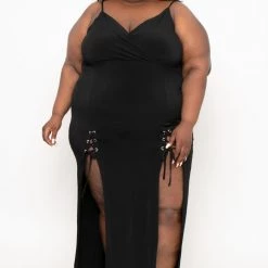 Curvy Sense Most Loved Plus Size Melissa M-Slit Dress - Black 16 Curvy Sense Most Loved Plus Size Melissa M-Slit Dress - Black