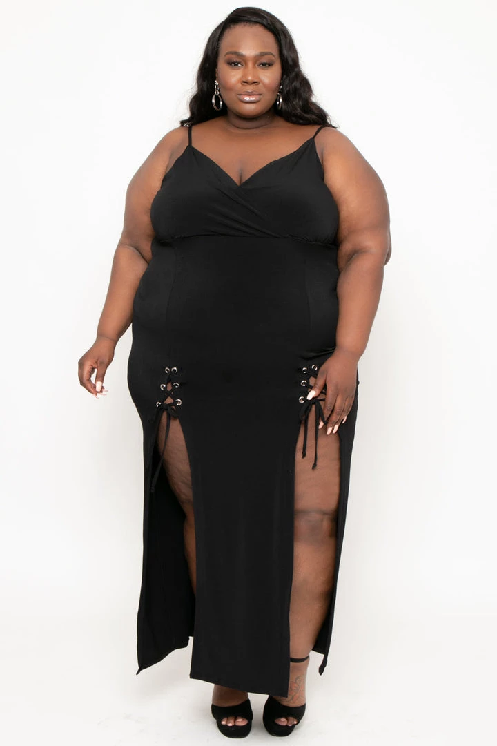 Curvy Sense Most Loved Plus Size Melissa M-Slit Dress - Black 8 Curvy Sense Most Loved Plus Size Melissa M-Slit Dress - Black
