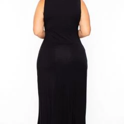 Curvy Sense Plus Size Melly M-Slit Dress - Black