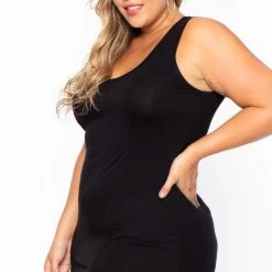 Curvy Sense Plus Size Melly M-Slit Dress - Black