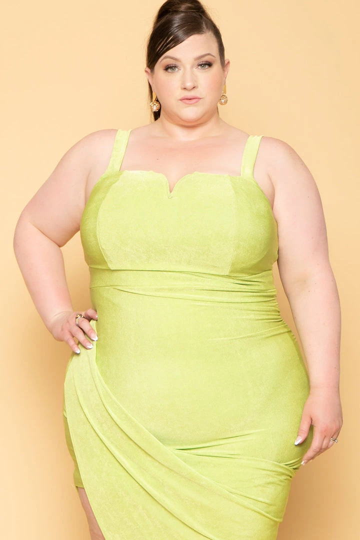 Curvy Sense New Arrivals Plus Size Miami Slinky Bodycon Dress - Lime 10 Curvy Sense New Arrivals Plus Size Miami Slinky Bodycon Dress - Lime