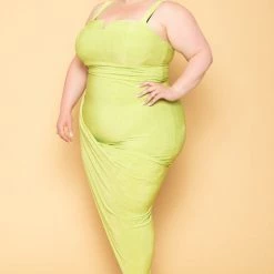 Curvy Sense New Arrivals Plus Size Miami Slinky Bodycon Dress - Lime 11 Curvy Sense New Arrivals Plus Size Miami Slinky Bodycon Dress - Lime