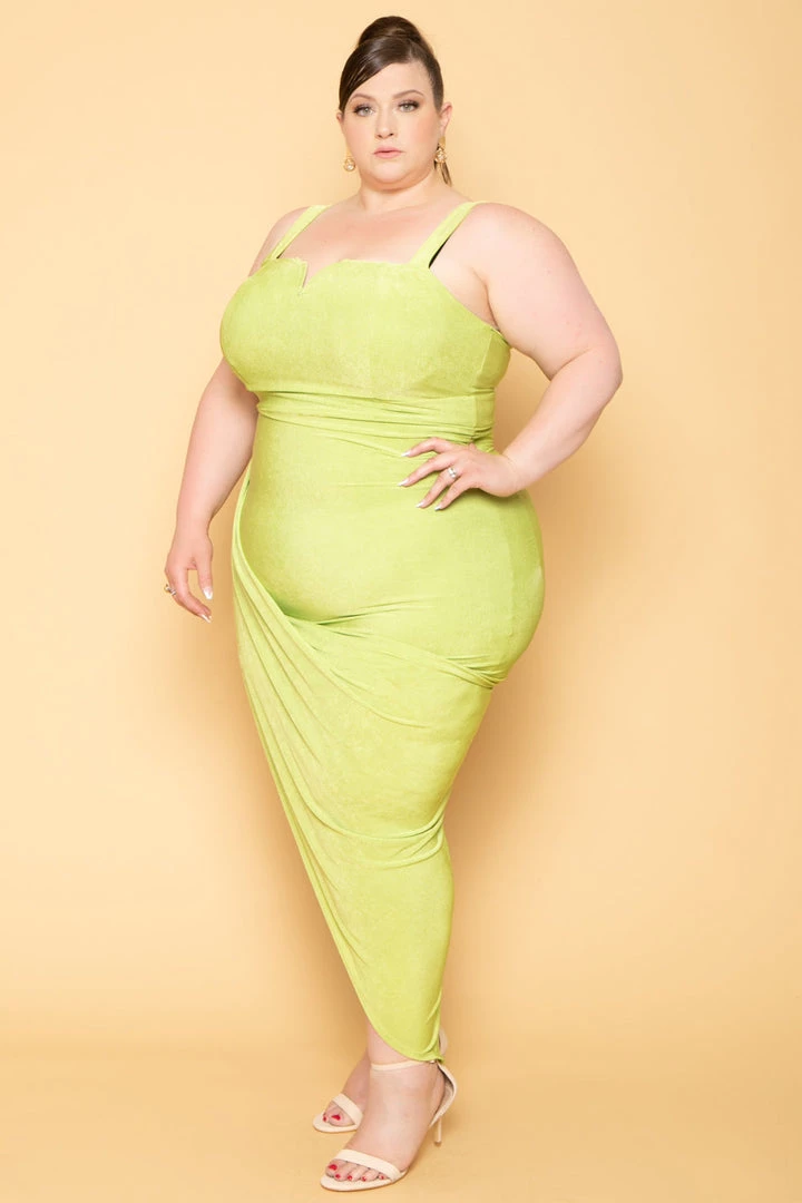 Curvy Sense New Arrivals Plus Size Miami Slinky Bodycon Dress - Lime 4 Curvy Sense New Arrivals Plus Size Miami Slinky Bodycon Dress - Lime