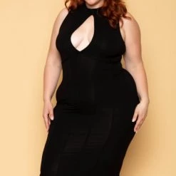 Curvy Sense Plus Size Millie Keyhole Dress - Black New Arrivals 10 Curvy Sense Plus Size Millie Keyhole Dress - Black New Arrivals
