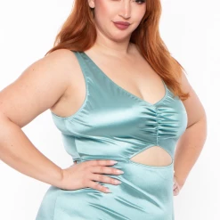 Curvy Sense Dresses Plus Size Miranda Ruffle Dress- Aqua