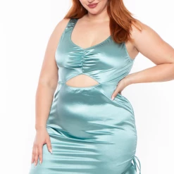 Curvy Sense Dresses Plus Size Miranda Ruffle Dress- Aqua