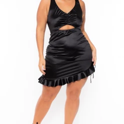 Curvy Sense Plus Size Miranda Ruffle LBD - Black Little Black Styles 12 Curvy Sense Plus Size Miranda Ruffle LBD - Black Little Black Styles