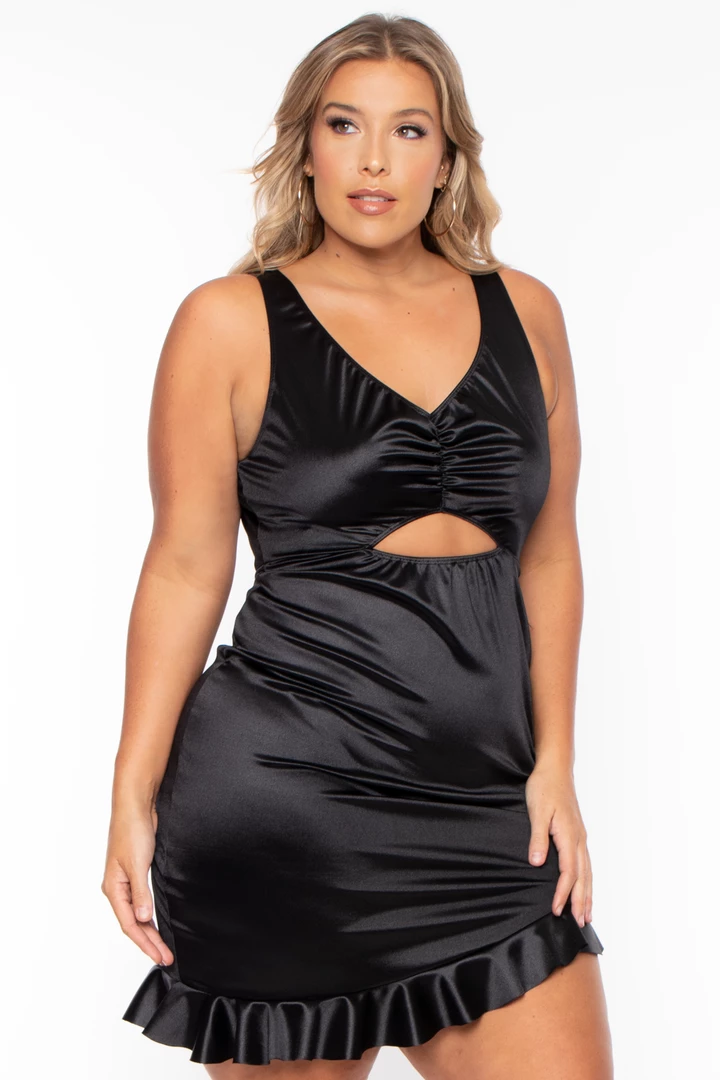 Curvy Sense Plus Size Miranda Ruffle LBD - Black Little Black Styles 6 Curvy Sense Plus Size Miranda Ruffle LBD - Black Little Black Styles