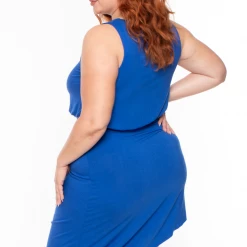 Curvy Sense Plus Size Mykonos Dress - Blue