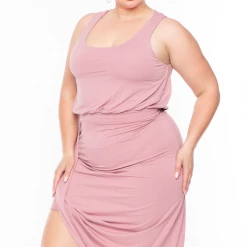 Curvy Sense Plus Size Mykonos Dress - Mauve