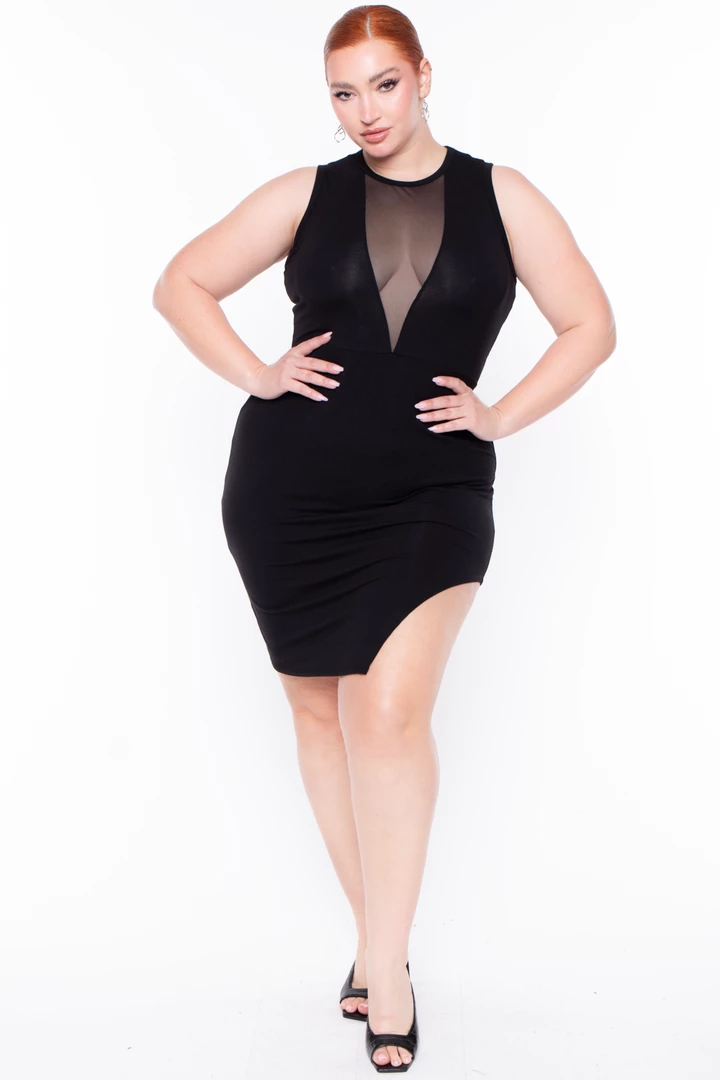 Curvy Sense Plus Size Nicki Mesh Dress - Black Party Shop 6 Curvy Sense Plus Size Nicki Mesh Dress - Black Party Shop