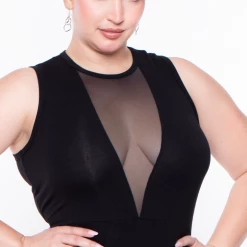 Curvy Sense Plus Size Nicki Mesh Dress - Black Party Shop