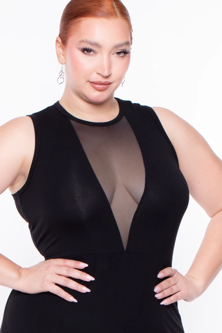 Curvy Sense Plus Size Nicki Mesh Dress - Black Party Shop 4 Curvy Sense Plus Size Nicki Mesh Dress - Black Party Shop
