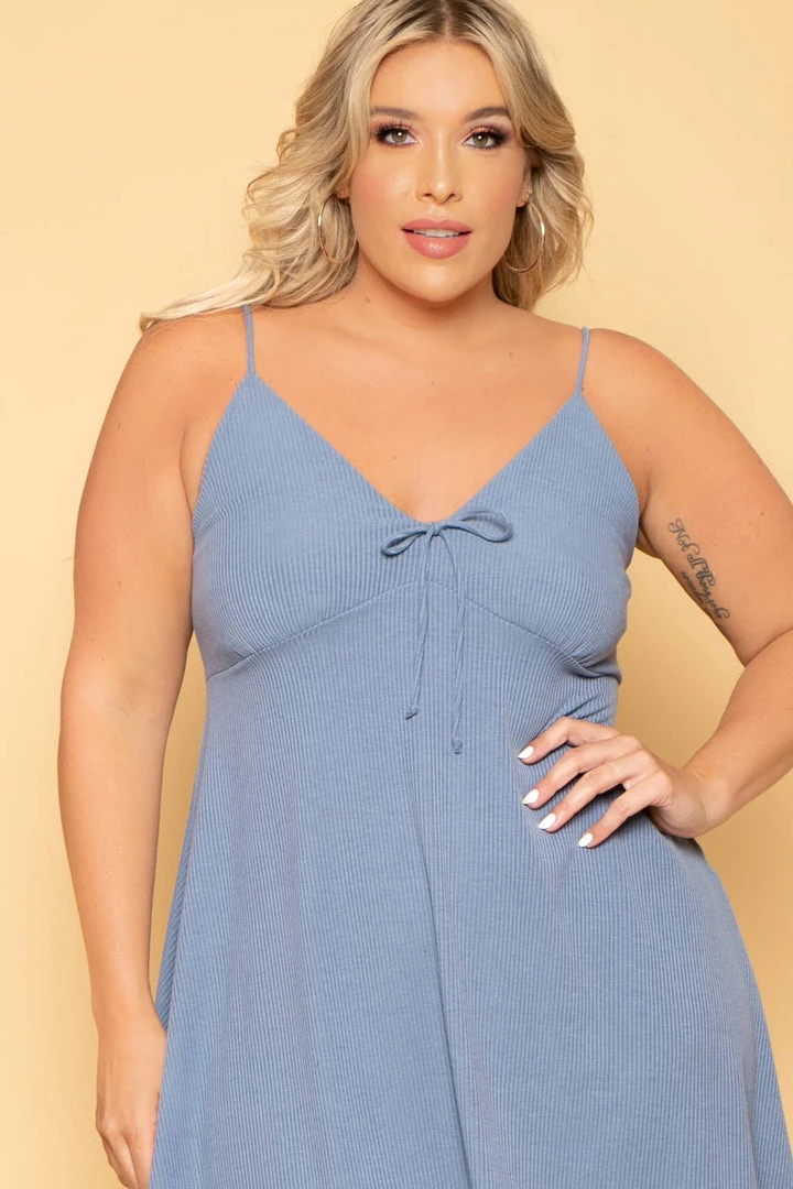 Curvy Sense Plus Size Nina Skater Mini Dress - Blue 6 Curvy Sense Plus Size Nina Skater Mini Dress - Blue