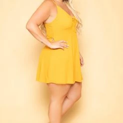 Curvy Sense Plus Size Nina Skater Mini Dress - Mustard New Arrivals 11 Curvy Sense Plus Size Nina Skater Mini Dress - Mustard New Arrivals