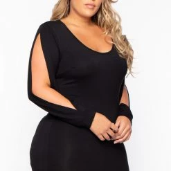 Curvy Sense Plus Size Noire Bodycon Dress - Black Little Black Styles 8 Curvy Sense Plus Size Noire Bodycon Dress - Black Little Black Styles