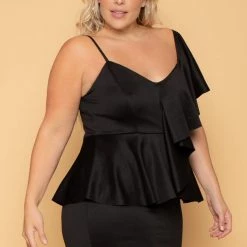 Curvy Sense New Arrivals Plus Size Norah Peplum Dress - Black