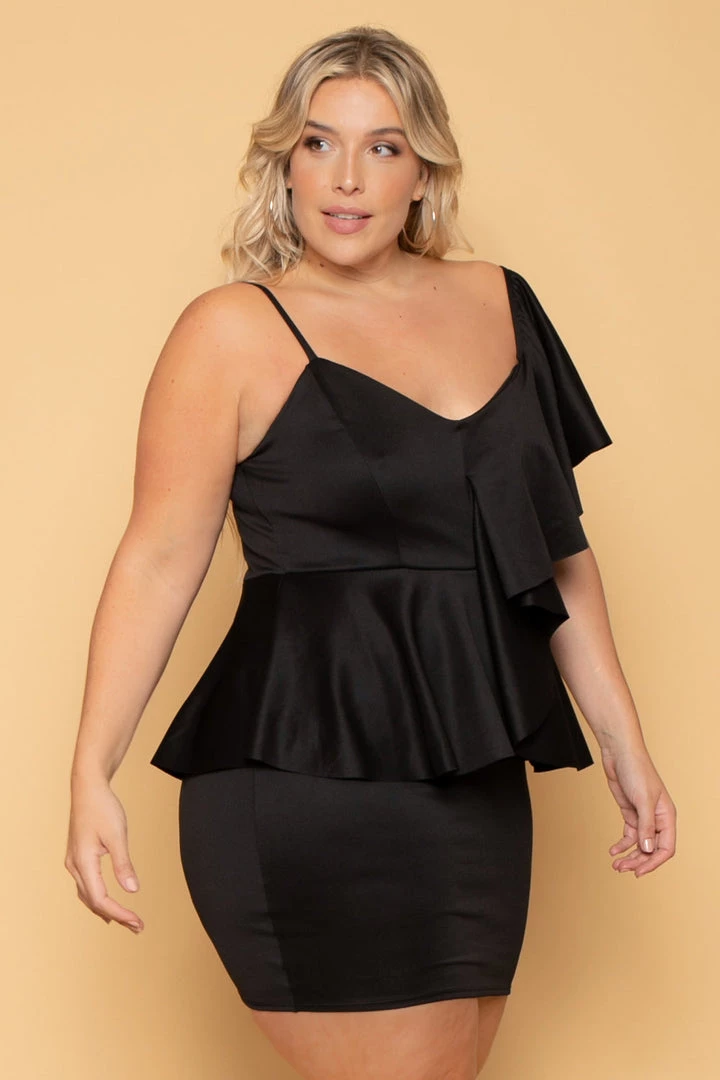 Curvy Sense New Arrivals Plus Size Norah Peplum Dress - Black 4 Curvy Sense New Arrivals Plus Size Norah Peplum Dress - Black