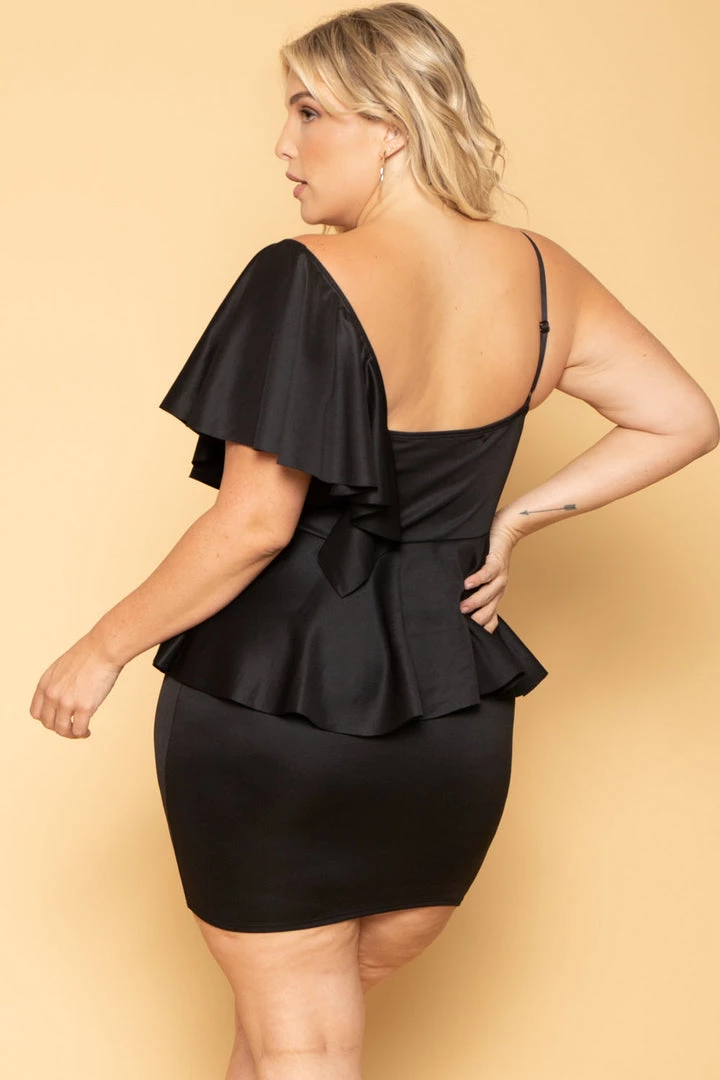 Curvy Sense New Arrivals Plus Size Norah Peplum Dress - Black 5 Curvy Sense New Arrivals Plus Size Norah Peplum Dress - Black