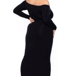 Curvy Sense Plus Size Off The Shoulder Maxi Dress - Black Little Black Styles