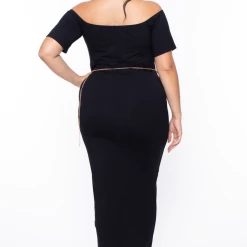 Curvy Sense Dresses Plus Size Off The Shoulder Tube Maxi Dress - Black