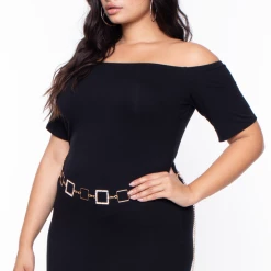 Curvy Sense Dresses Plus Size Off The Shoulder Tube Maxi Dress - Black