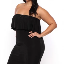 Curvy Sense Plus Size Patricia Strapless Maxi Dress - Black