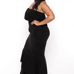 Curvy Sense Plus Size Patricia Strapless Maxi Dress - Black