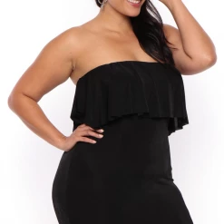 Curvy Sense Plus Size Patricia Strapless Maxi Dress - Black
