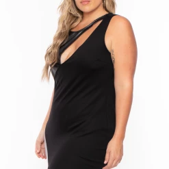 Curvy Sense Plus Size Peekaboo Cocktail Dress - Black Back In Stock