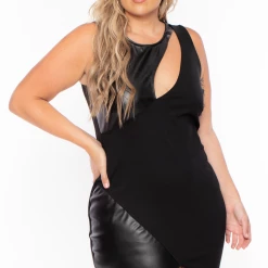 Curvy Sense Plus Size Peekaboo Cocktail Dress - Black Back In Stock