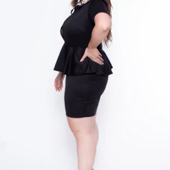 Curvy Sense Dresses Plus Size Peplum Dress - Black 11 Curvy Sense Dresses Plus Size Peplum Dress - Black
