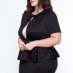 Curvy Sense Dresses Plus Size Peplum Dress - Black 10 Curvy Sense Dresses Plus Size Peplum Dress - Black