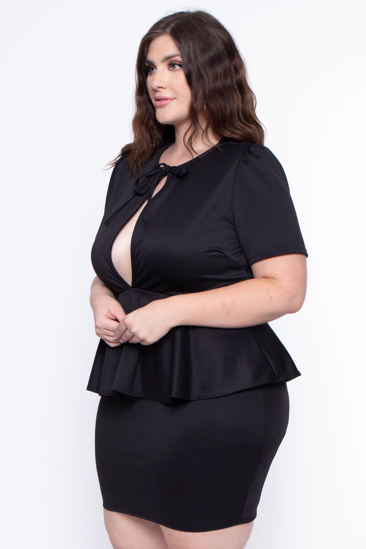 Curvy Sense Dresses Plus Size Peplum Dress - Black 6 Curvy Sense Dresses Plus Size Peplum Dress - Black