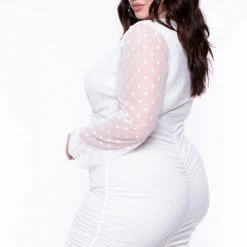 Curvy Sense Bridal Options Plus Size Polka-Dot Mesh Overlay Dress - Ivory 11 Curvy Sense Bridal Options Plus Size Polka-Dot Mesh Overlay Dress - Ivory