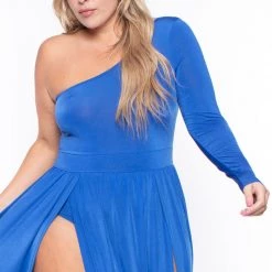 Curvy Sense Dresses Plus Size Ravenna M-Slit Maxi Dress- Royal Blue