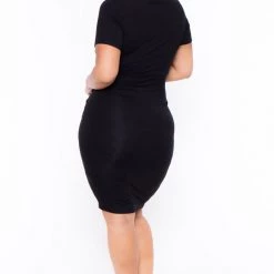 Curvy Sense Back In Stock Plus Size Reyna Cut Out Dress- Black 9 Curvy Sense Back In Stock Plus Size Reyna Cut Out Dress- Black