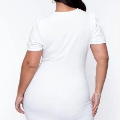 Curvy Sense Plus Size Rita Cutout Dress - Ivory Dresses