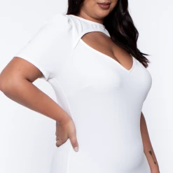 Curvy Sense Plus Size Rita Cutout Dress - Ivory Dresses